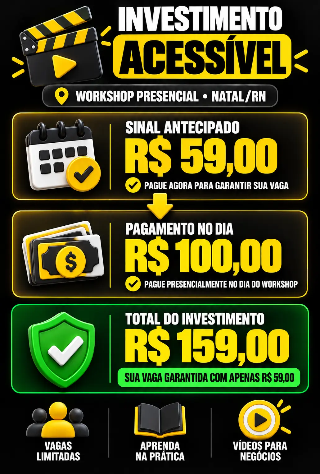 Investimento do Workshop Vídeos com Celular